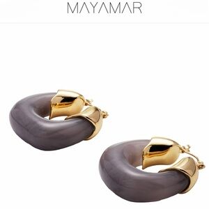 Mayamar Gold and Gray Resin Hoop Earrings